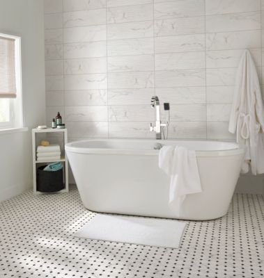 Carrelage mural effet marbre Elegance 20x60 cm blanc