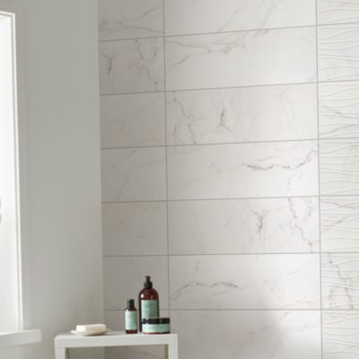 Carrelage mural effet marbre Elegance 20x60 cm blanc