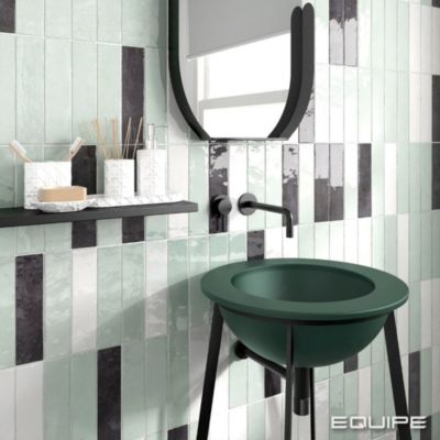 Carrelage mural Effet Zellige Vert d'eau TRIBE 6x24,6cm Mint - Les Carreaux de Jean