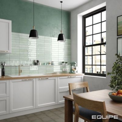 Carrelage mural Effet Zellige Vert d'eau TRIBE 6x24,6cm Mint - Les Carreaux de Jean
