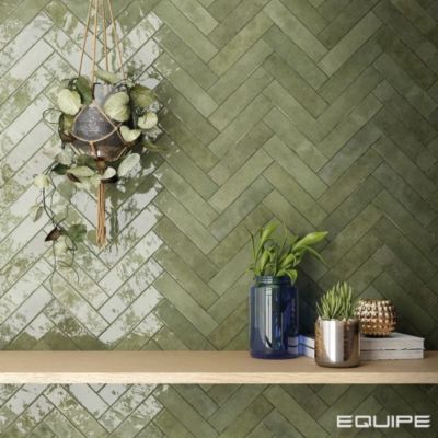 Carrelage mural Effet Zellige Vert Olive TRIBE 6x24,6cm Green - Les Carreaux de Jean