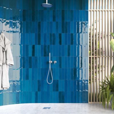 Carrelage mural intérieur/exterieur. Grès cérame Zellige Blue 7x28cm