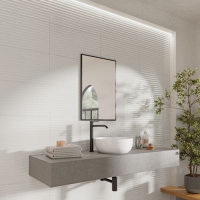 Carrelage mural intérieur blanc brillant à cannelures L.60 x l.30 cm x ép.9 mm, Perouso