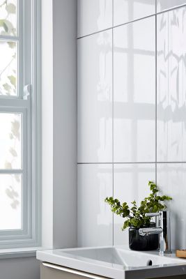 Carrelage mural intérieur blanc brillant L.60 x l.30 cm x ép.8,5 mm, Perouso