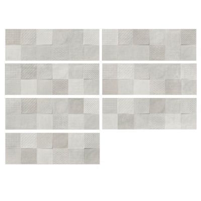 Carrelage mural intérieur effet béton blanc décor carrés texturés L.90 x l.30 cm x ép.8 mm, Pavlos