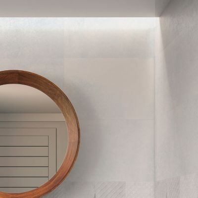 Carrelage mural intérieur effet béton blanc L.90 x l.30 cm x ép.8 mm, Pavlos