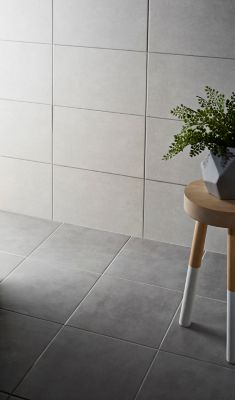 Carrelage mural intérieur effet béton gris clair mat L.40 x l.25 cm x ép.8,8 mm, Cimenti