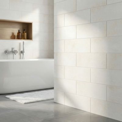 Carrelage mural intérieur ivoire effet béton L.60 x l.20 cm x ép.8,3 mm, Konkrete