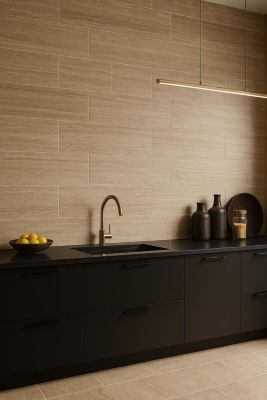 Carrelage mural intérieur travertin veiné L.60 x l.20 cm x ép.12 mm, Travertino