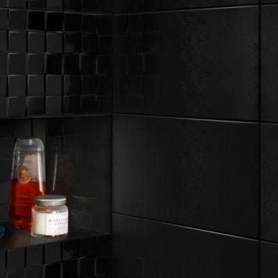 Carrelage mural noir 25x40cm Alexandrina décor 3D
