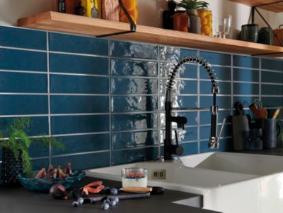 Carrelage mural Vernisse 7,5x30 cm bleu nuit