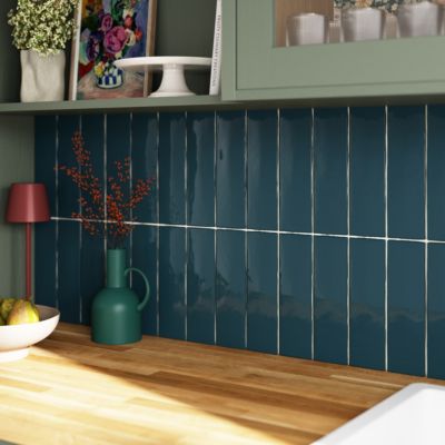 Carrelage mural Vernisse 7,5x30 cm bleu nuit