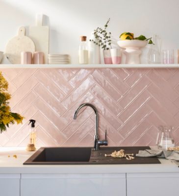 Carrelage mural Vernisse 7,5x30 cm rose