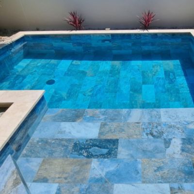 Carrelage Piscine BALI BLUE 30x60 cm EFFET PIERRE DE BALI