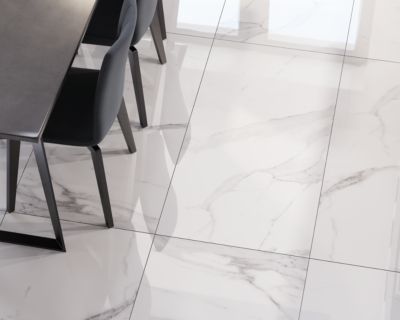 Carrelage rectifié pour sol ou mur intérieur ou extérieur 60 cm x 120 cm - Swiss White Grey