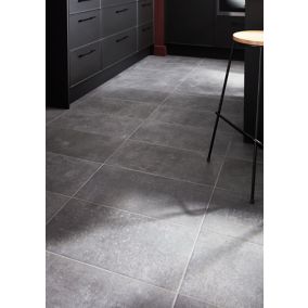 Carrelage sol anthracite 30 x 60 cm Metal ID