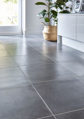 Carrelage sol anthracite effet béton L.42,6 x l.42,6 cm x ép.7,4 mm, Konkrete