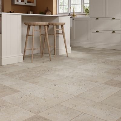 Carrelage sol beige multi formats Travertino pierre naturelle