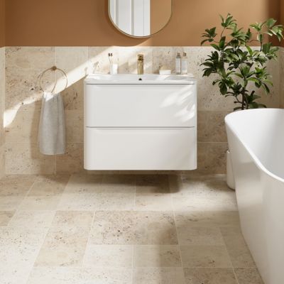 Carrelage sol beige multi formats Travertino pierre naturelle