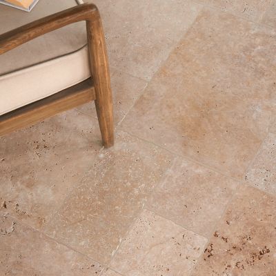 Carrelage sol beige multi formats Travertino pierre naturelle