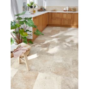 Carrelage sol beige multi formats Travertino pierre naturelle