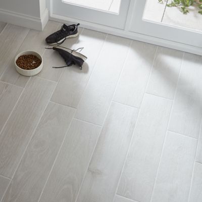 Carrelage sol blanc 20 x 80 cm Pine Wood