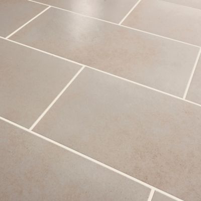 Carrelage sol effet béton ivoire L.61,7 x l.30,7 cm x ép.7,4 mm, Konkrete