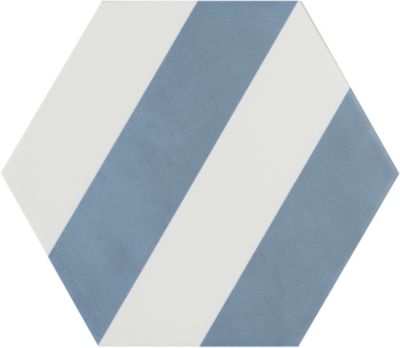 Carrelage sol et mur à rayures coloris bleu Meraki 22,8 x 19,8 cm