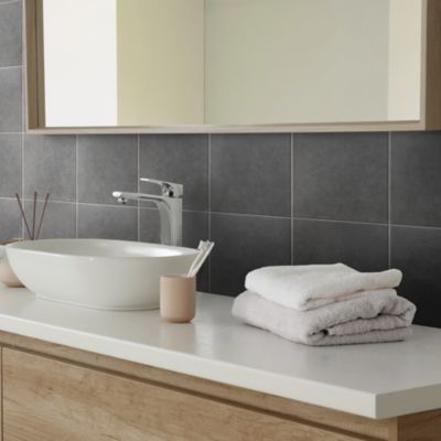 Carrelage sol et mur anthracite effet pierre L.20 x l.20 cm x ép.8,2 mm, Konkrete