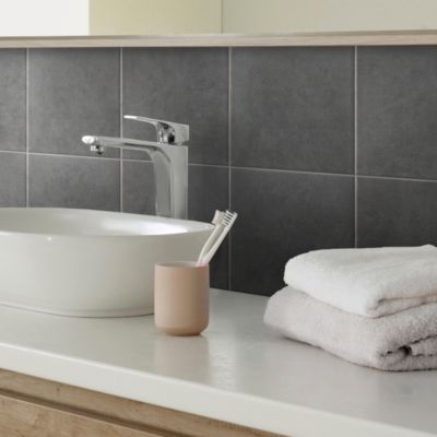 Carrelage sol et mur anthracite effet pierre L.20 x l.20 cm x ép.8,2 mm, Konkrete