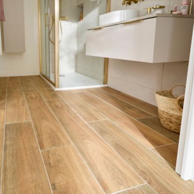 Carrelage sol et mur aspect bois miel L.120 x l.20 cm x ép.9 mm, Antic Rustic