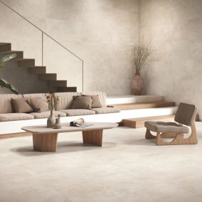Carrelage sol et mur Asphalt blanc cassé 60 x 120 cm Ép.9 mm