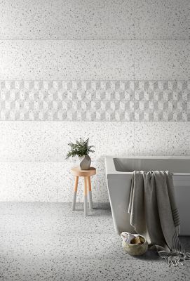 Carrelage sol et mur blanc 40x80cm Terazo