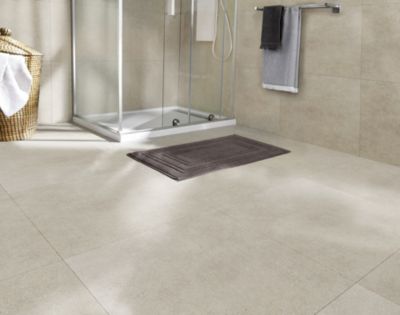 Carrelage sol et mur blanc cassé effet béton L.60 x l.60 cm x ép.9.3 mm, Asphalt