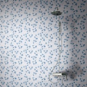 Carrelage sol et mur bleu Floral 60 x 120 cm