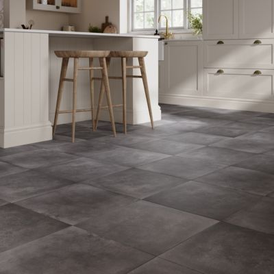Carrelage sol et mur effet béton anthracite L.61,6 x l.61,6 cm x ép.8,5 mm, Konkrete
