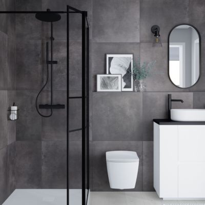 Carrelage sol et mur effet béton anthracite L.61,6 x l.61,6 cm x ép.8,5 mm, Konkrete