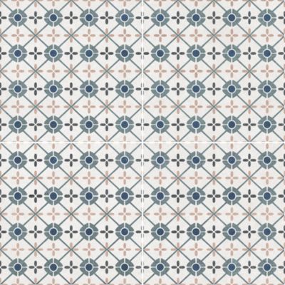 Carrelage sol et mur effet carreaux de ciment tons bleus et beiges L.45 x l.45 cm x ép.9,5 mm, Mediterranea Verona