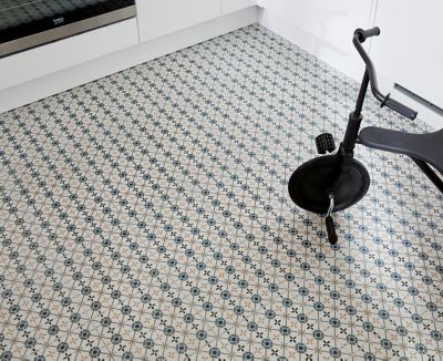 Carrelage sol et mur effet carreaux de ciment tons bleus et beiges L.45 x l.45 cm x ép.9,5 mm, Mediterranea Verona