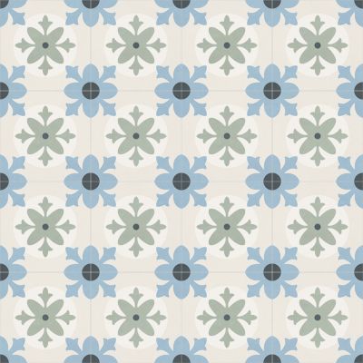 Carrelage sol et mur effet carreaux de ciment tons bleus et verts L.45 x l.45 cm x ép.9,5 mm, Mediterranea Javea