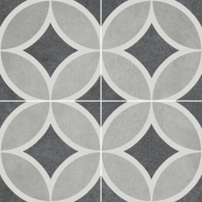Carrelage sol et mur effet carreaux de ciment tons gris L.45 x l.45 cm x ép.9,5 mm, Mediterranea Toscana