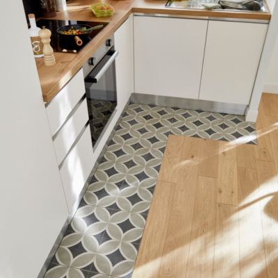 Carrelage sol et mur effet carreaux de ciment tons gris L.45 x l.45 cm x ép.9,5 mm, Mediterranea Toscana