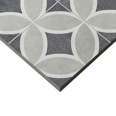 Carrelage sol et mur effet carreaux de ciment tons gris L.45 x l.45 cm x ép.9,5 mm, Mediterranea Toscana