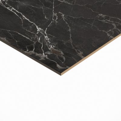 Carrelage sol et mur effet marbre anthracite brillant L.60,8 x l.60,8 cm x ép.8,5 mm, GoodHome Aruma