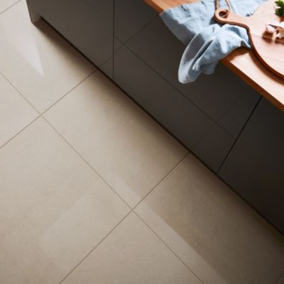 Carrelage sol et mur effet marbre beige brillant L.60 x l.60 cm x ép.8 ...