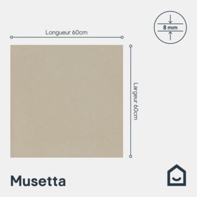 Carrelage sol et mur effet marbre beige brillant L.60 x l.60 cm x ép.8 mm, Musetta