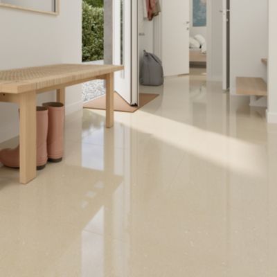 Carrelage sol et mur effet marbre beige brillant L.60 x l.60 cm x ép.8 mm, Musetta