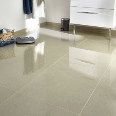 Carrelage sol et mur effet marbre beige brillant L.60 x l.60 cm x ép.8 mm, Musetta