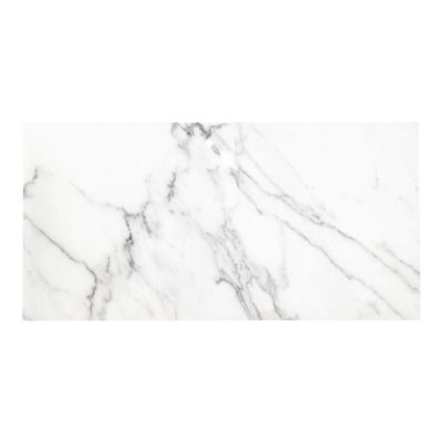 Carrelage sol et mur effet marbre blanc brillant L.61,3 x l.30,3 cm x ép.9 mm, Aruma