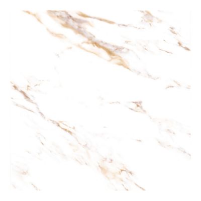 Carrelage sol et mur effet marbre blanc et doré brillant L.60,8 x l.60,8 cm x ép.8,8 mm, Aruma